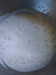 frothed egg whites for creamy wheat pudding